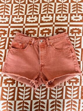 Levi's 501 Dusty Coral Cutoff Denim Shorts